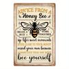 1pc Vintage Metal Sign, Honey Bee Advice, Wall Art Decor for Home Farmhouse Living Room Cafe Coffee Shop, 7.8 X 11.8 Inch Gift