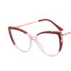Metal Cat Eye Glasses Frame Woman Fashion  Brand Designer New Trend Cateye Computer Eyewaer Gradient Color Frame Eyegalsses