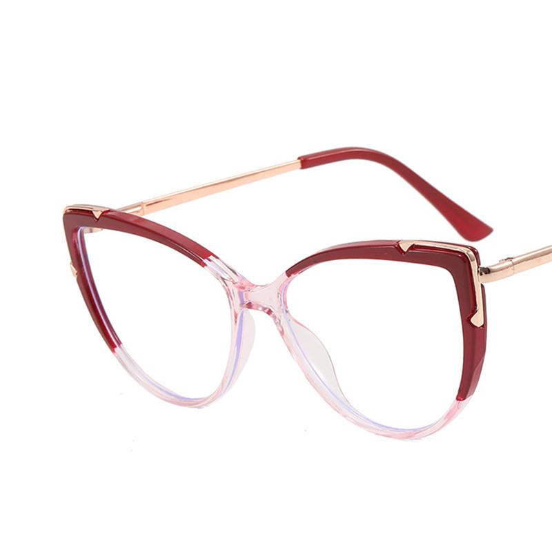 Metal Cat Eye Glasses Frame Woman Fashion Brand Designer New Trend Cateye Computer Eyewaer Gradient Color Frame Eyegalsses