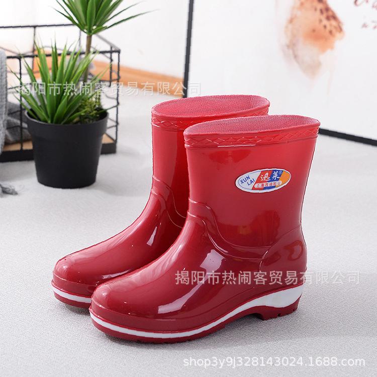 2024 Женские туфли средней высоты для защиты от дождя с фруктами, нескользящие, резиновые, для кухни, водонепроницаемые, для сельской местности, для защиты труда
