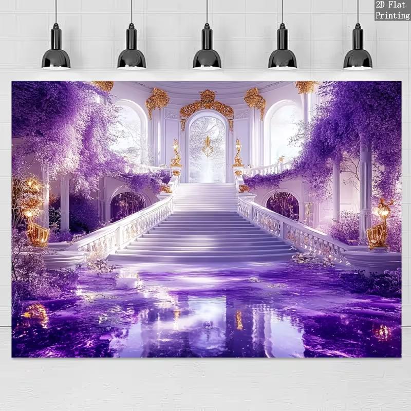 2D Fairytale Ballroom Backdrop Marble Stairs Studio Background