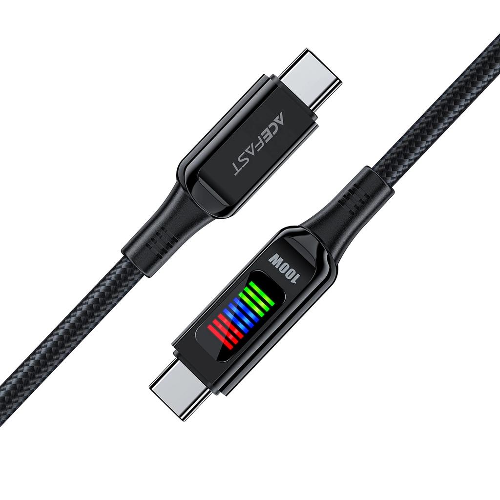Acefast C7-03 Usb-C Usb-C 100 Вт 1,2 м кабель с дисплеем - черный