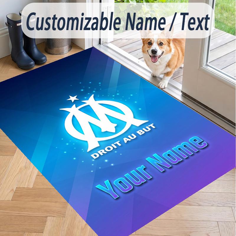 Custom Text Printed Rug Olympique Marseille FC Non Slip Floor Carpet For Home Room Decor