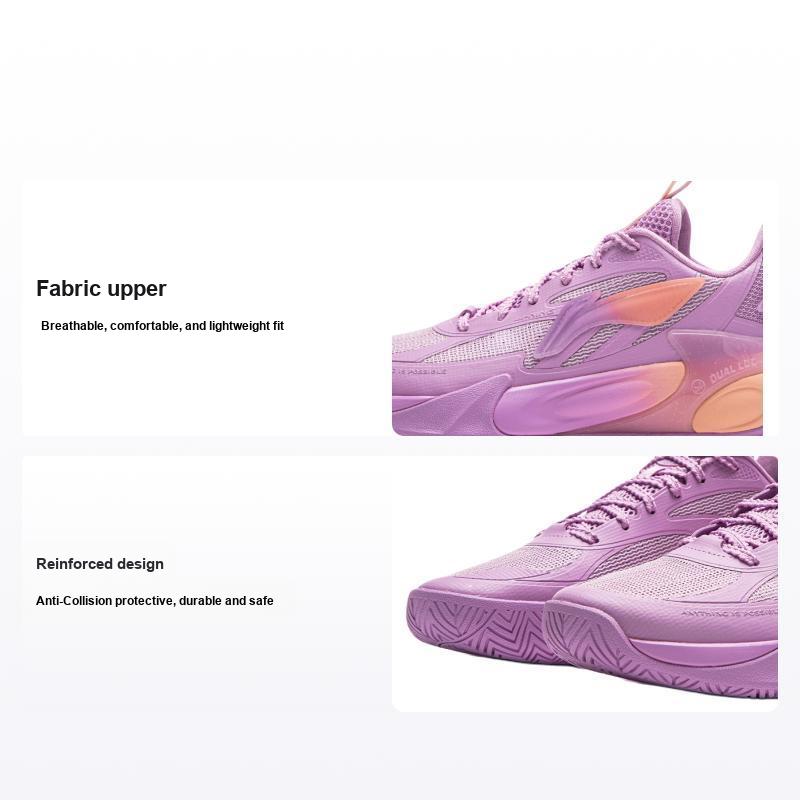 Li Ning Детские баскетбольные кроссовки Wind Shadow 2.0 Простые Модные Универсальные Классические Баскетбольные кроссовки Детские баскетбольные кроссовки Жасминово-пурпурные YKBV032-13