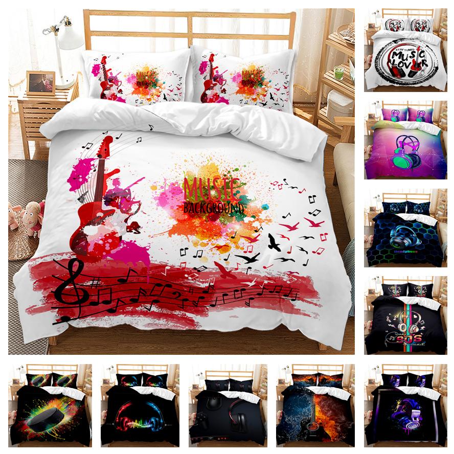 3D Музыкальный комплект постельного белья Музыкальный инструмент Пододеяльник и наволочка 2/3 шт. AU240 * 270 Полноразмерное украшение для дома