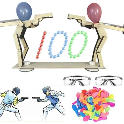 Деревянные куклы-стрелки ручной работы, игра с лопанием воздушных шаров, стратегическая настольная игра "Ударь по шару" для взрослых, бамбуковый человек сражается со 100 воздушными шарами для 2 игроков