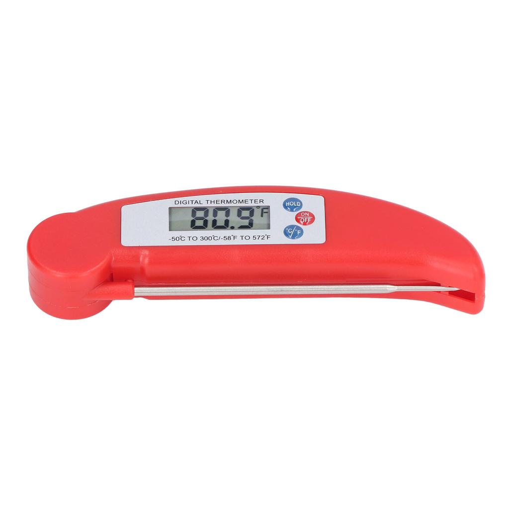 Meat Temperature Measurement Fast Digital Food Thermometer with Foldable Probe for Cooking Red