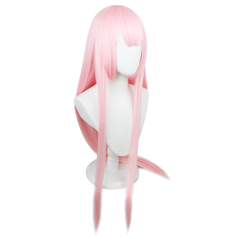 Аниме DARLING in the FRANXX 02 Косплей Парик Zero Two Парики 100 см Длинные розовые синтетические волосы Perucas Косплей Парик + Шапочка для парика + Заколка для волос