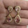 Charm White/Rose/Yellow Gold Color Drop Water Long Earrings Clear Crystal Nail Drop Earings Women Dazzling Wedding Gift