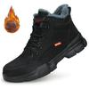 Черные кожаные зимние плюшевые защитные рабочие ботинки для мужчин, водонепроницаемые, устойчивые к проколам, с защитой от давления, рабочая обувь, неубиваемая обувь со стальным носком