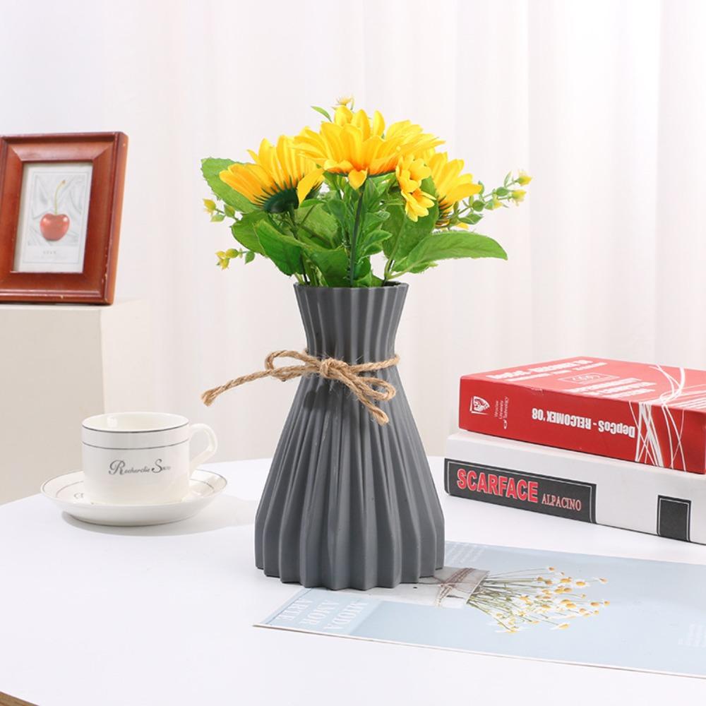Rattan Living Room Ceramic Flower Pot Plastic Flower Vase Simplicity Flower Vase Imitation Ceramic