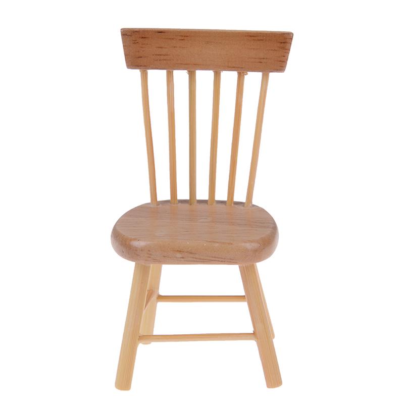 1:12 Миниатюрная обеденная мебель для кукольного домика, деревянный стул