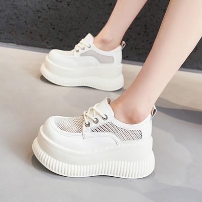 Лоферы женские 2025 лето новые дышащие сетчатые сандалии шорти Le платформа маленькие кожаные туфли универсальные увеличивающие рост женские туфли