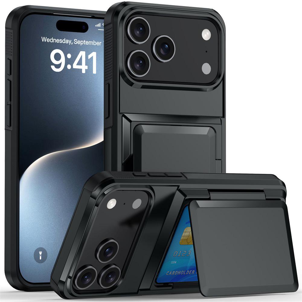 Кошелек-чехол для iPhone 17 Pro Max со слотом для карт и откидной подставкой - Подходит для Apple 16, 14, 15; Трансграничный ударопрочный дизайн