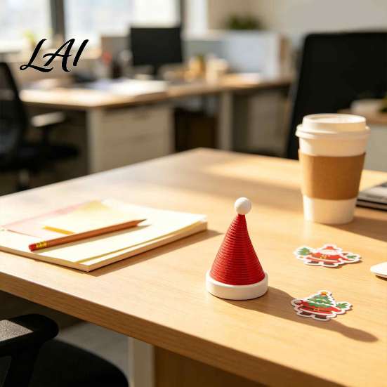 Small Statues for Home 3D Printed Flexible Spring Santa Hat Figurine Retractable Spiral Coil Christmas Toys Desktop Ornament with White Base Novelty