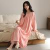 Nightgown Women'S Spring And Autumn Soft Cloud Cotton Long Sleeves Chest Pad Integrated Women'S Loungewear Long Skirt