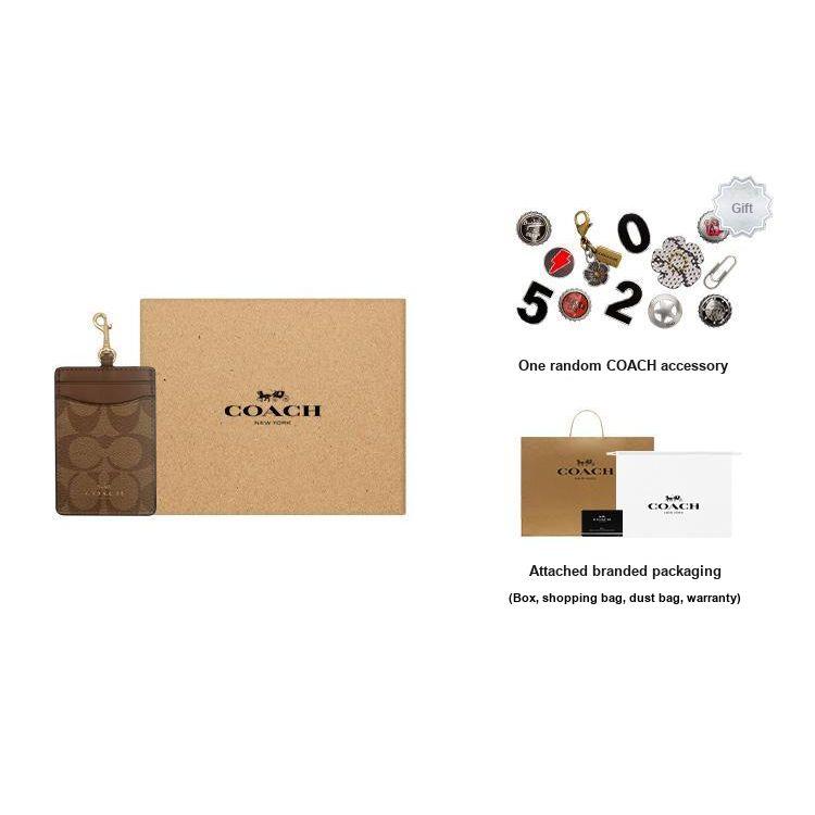 Coach Ремешок для ключей 7 Monogram из холста с покрытием и кожи, сумка-клатч, держатель для карт, женская сумка, цвет хаки, коричневый 63274-IME74