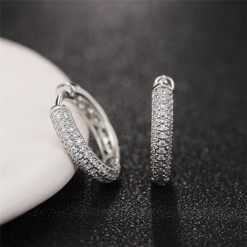 925 Sterling Silver CZ Hoop Earrings for Women Timeless Style Simple Ear Accessories for Teens Minimalist Gift Classic Jewelry