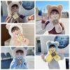 Solid Color Bear Plush Hat With Mask&Scarf Plush Hat with Scarf Children Fleece Hat  Girls