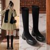 Height-increasing Casual Boots 2025 Autumn and Winter New Small Mid-heel Elastic Thin High Boots Maillard Boots