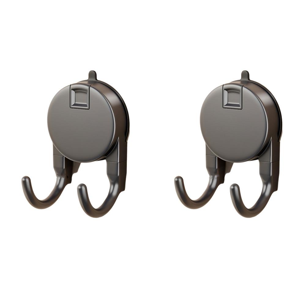 2Pcs Waterproof Suction Cup Hooks Plastic Kitchen Storage Hooks Paper Towel Double Hooks Bathroom