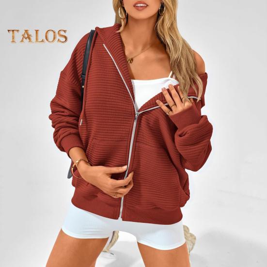 Осень-зима Женское пальто с капюшоном, застегивающееся на молнию, с капюшоном, длинными рукавами, однотонными карманами, утолщенная спортивная куртка, свободная повседневная одежда, школьное пальто