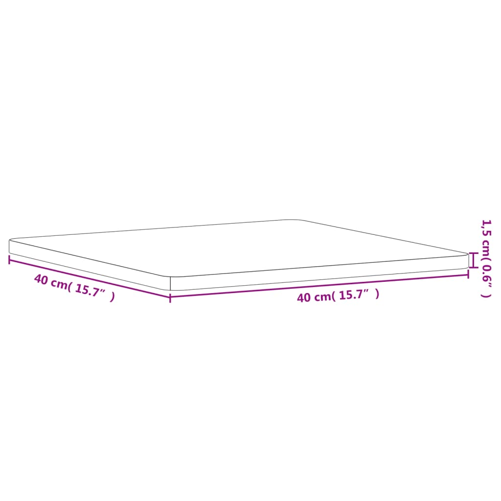 Table Top 40 x 40 x 1.5 cm Square Solid Beech Wood