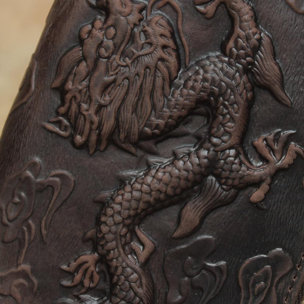 Кошелек из натуральной кожи в стиле ретро, ​​новинка 2021 года, длинные мужские кошельки с рисунком дракона, кошелек из воловьей кожи ручной работы