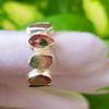 Natural Raw Bicolor Tourmaline Gemstone 925 Sterling Silver Eternity Ring 9 US