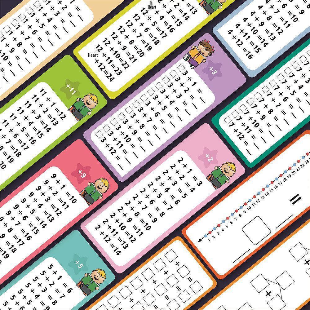 15 карточек для развития математических навыков на сложение, вычитание, умножение и деление