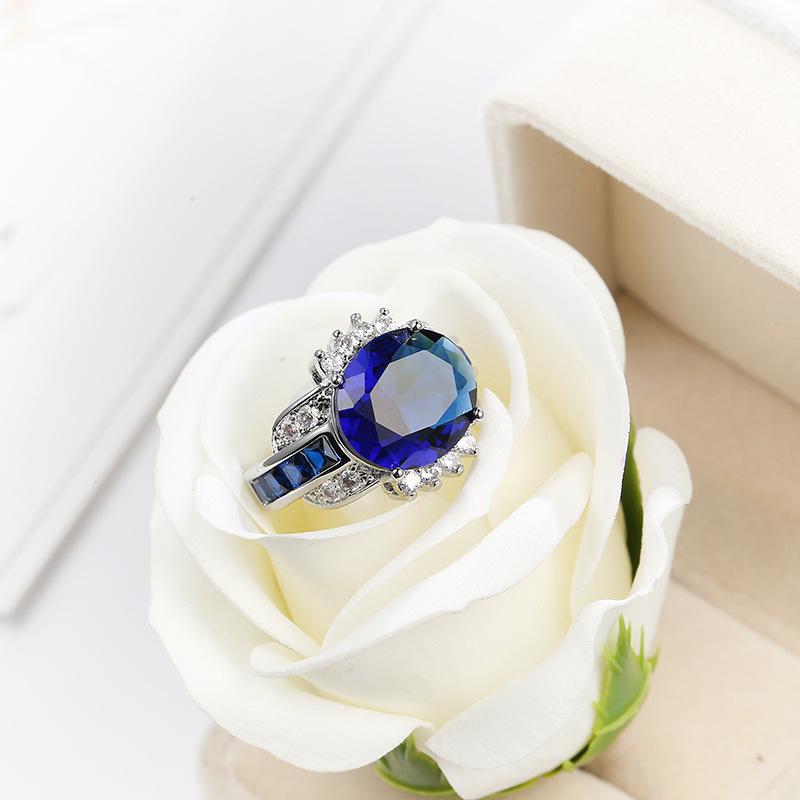 Ювелирные кольца SODROV с большим синим цирконием для женщин