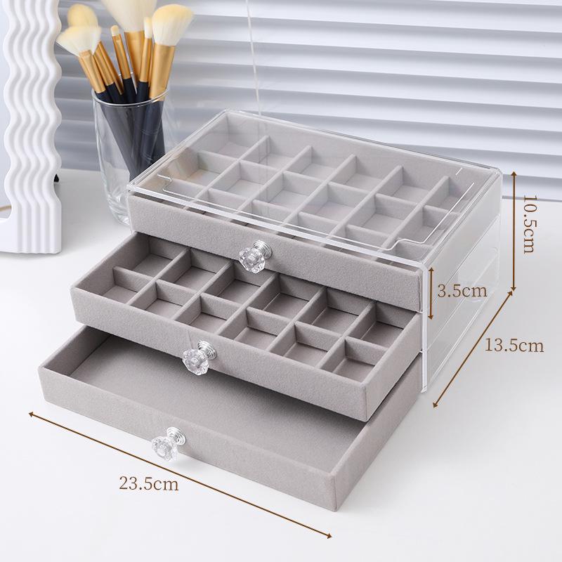 Бархатная шкатулка для украшений с антиокислительным покрытием, прозрачное акриловое хранилище для сережек, ожерелий и колец