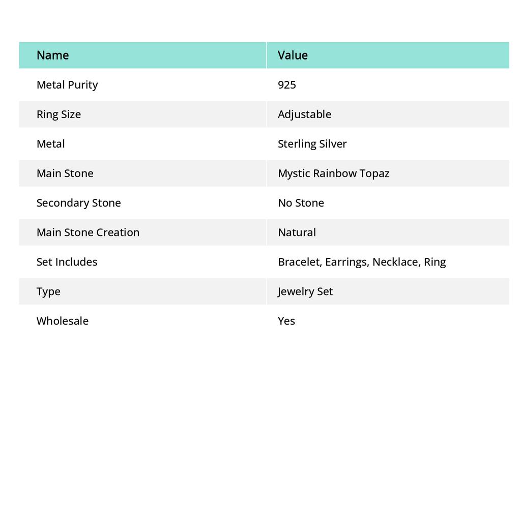 Natural Mystic Rainbow Topaz Gemstone 925 Sterling Silver Jewelry Set l1W38
