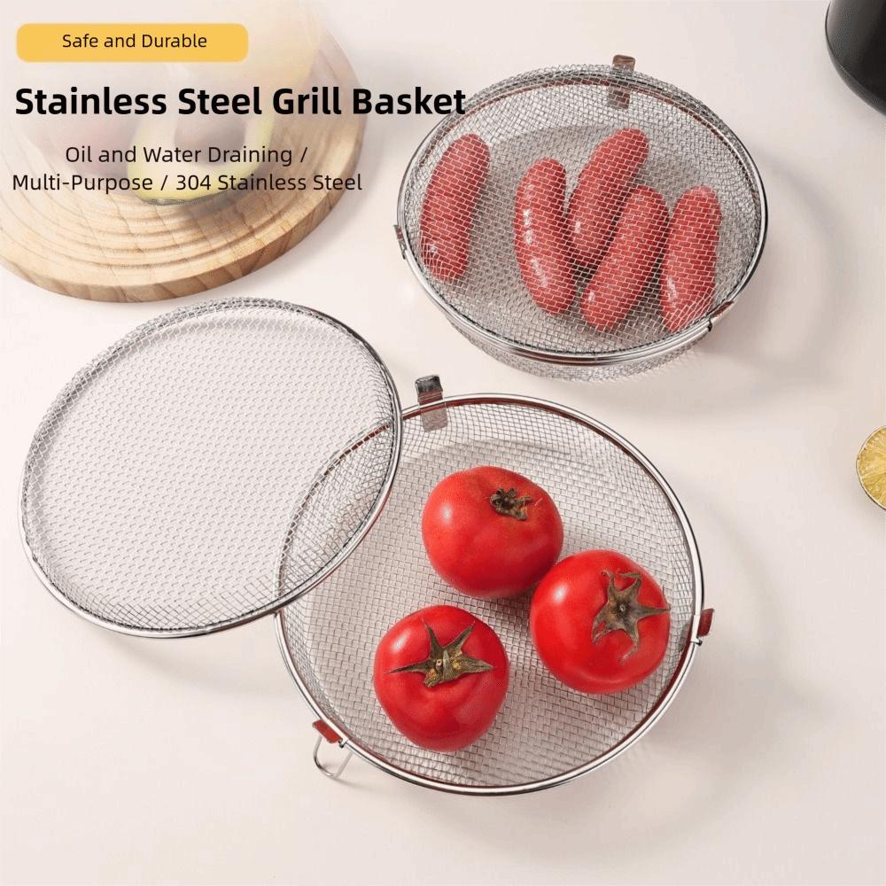 304 Stainless Steel Airfryer Basket Quickly Drain Oil Reusable Draining Basket Multi-functional Safety