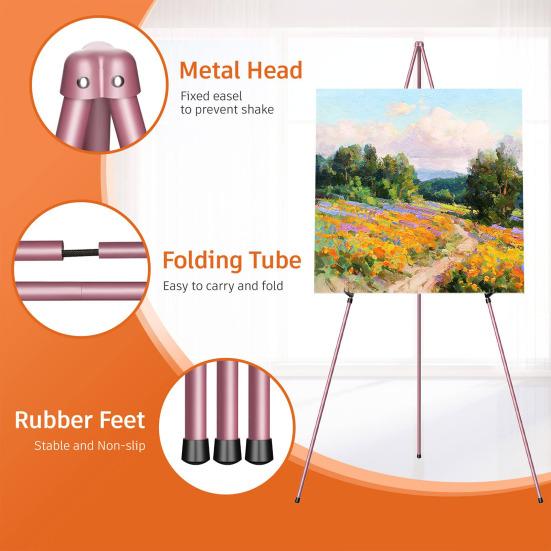 Easel Display Stand Collapsible Portable Metal Tripod Art Display Stand Adjustable Painting Easel for Canvas Wedding Sign