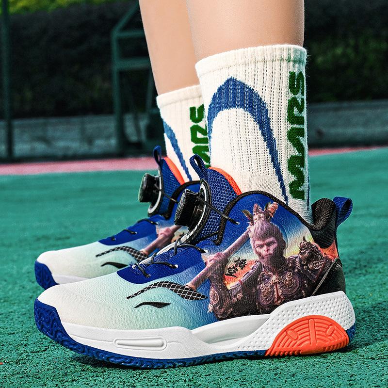 Black Myth Wukong Детские спортивные кроссовки для бега для мальчиков, сетчатые дышащие для средних и старших детей, нескользящие, дышащие баскетбольные кроссовки, лето