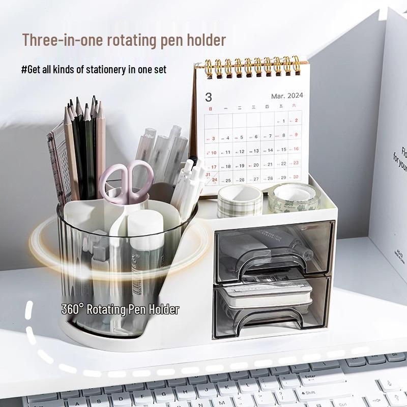 360° Rotating Pen Holder: Luxurious, Multifunctional, Large-Capacity Desk Storage for Students and Offices