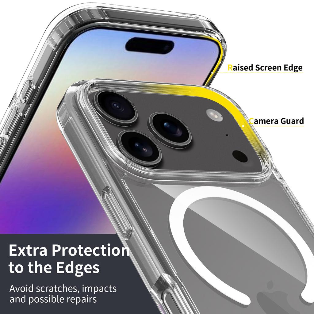 Прозрачный Магнитный Ударопрочный Чехол MagSafe для iPhone 16 15 14 Pro Max Защитная Крышка из ТПУ+ПК