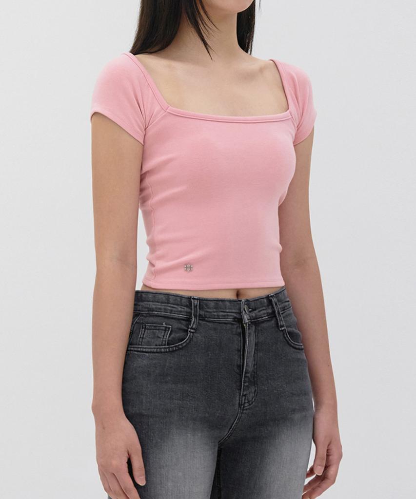 KISYNING Metal Symbol Square Round Neck (Pink)