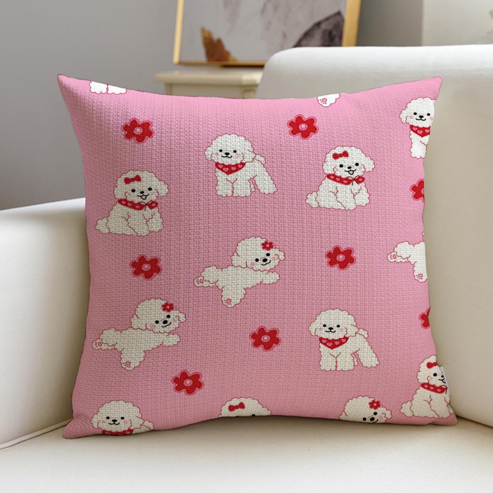 Fluffy BBichon Frise PatternS Cushion Cover Pcs Linen Throw Pillow Covers x x Modern Home Decor