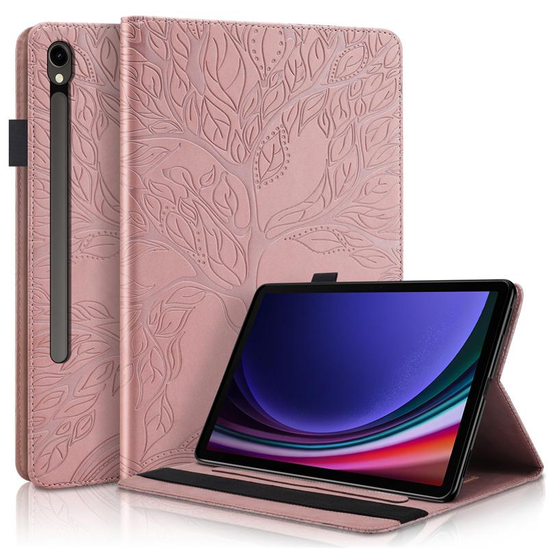 Чехол для Samsung Galaxy Tab S10 FE Plus 13,1 дюйма, тиснение "Дерево", обложка-книжка из ПУ-кожи для Coque Galaxy Tab S10 FE Plus Case Funda