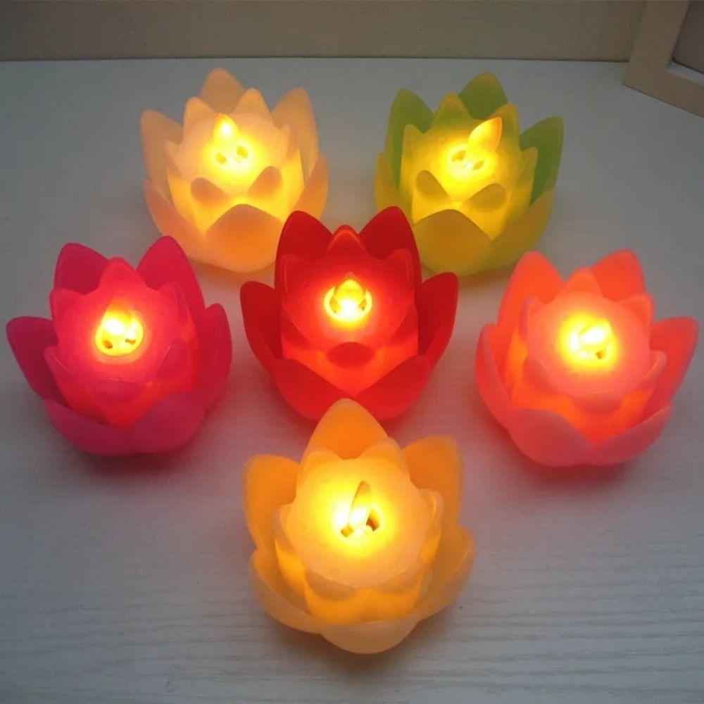 Creative LED Night Light Colorful Tea Lights Indoor Outdoor Lighting Lotus Lamp Xmas Birthday