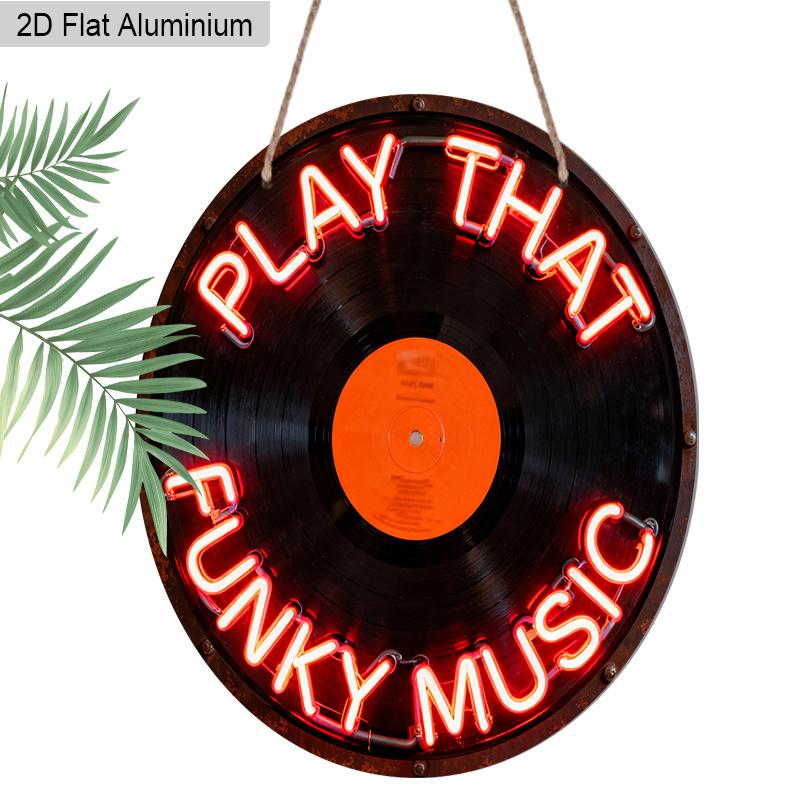 2D Плоский Алюминиевый Знак 'Play That Funky Music' 7,87 дюйма, Знак CD Пластинки, Теплые Красные Буквы, Неоновый Знак для Декора Стены, Музыка, Караоке-Бар, Клуб, Магазин Пластинок