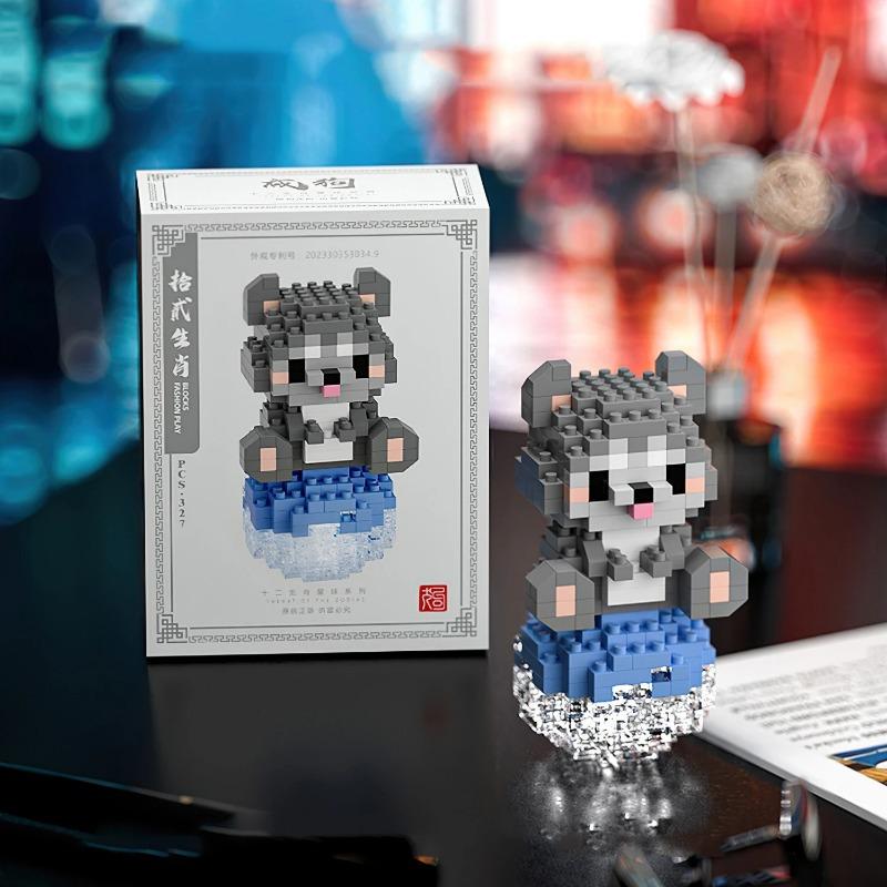 12 шт., строительные блоки с животными, серия «Двенадцать китайских знаков зодиака», кирпичи, тигры, драконы, блоки, игрушки для девочек и мальчиков, подарок