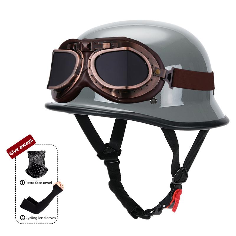 Мотоциклетный шлем для мужчин летом, ретро полушлем Harley для электромобиля, солдатский принц в немецком стиле, круизный автомобиль, на четыре сезона