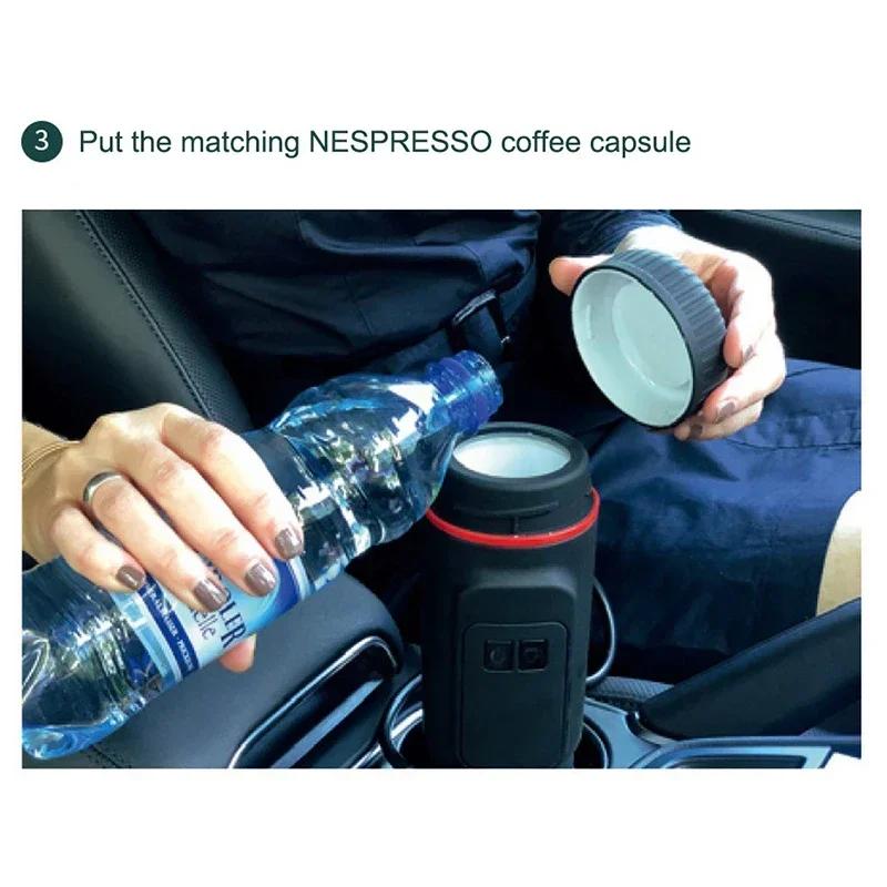 Портативная мини-кофемашина эспрессо, автомобильная кофеварка 12 В/24 В с функцией самонагрева, совместимая с капсулами NS и молотым кофе