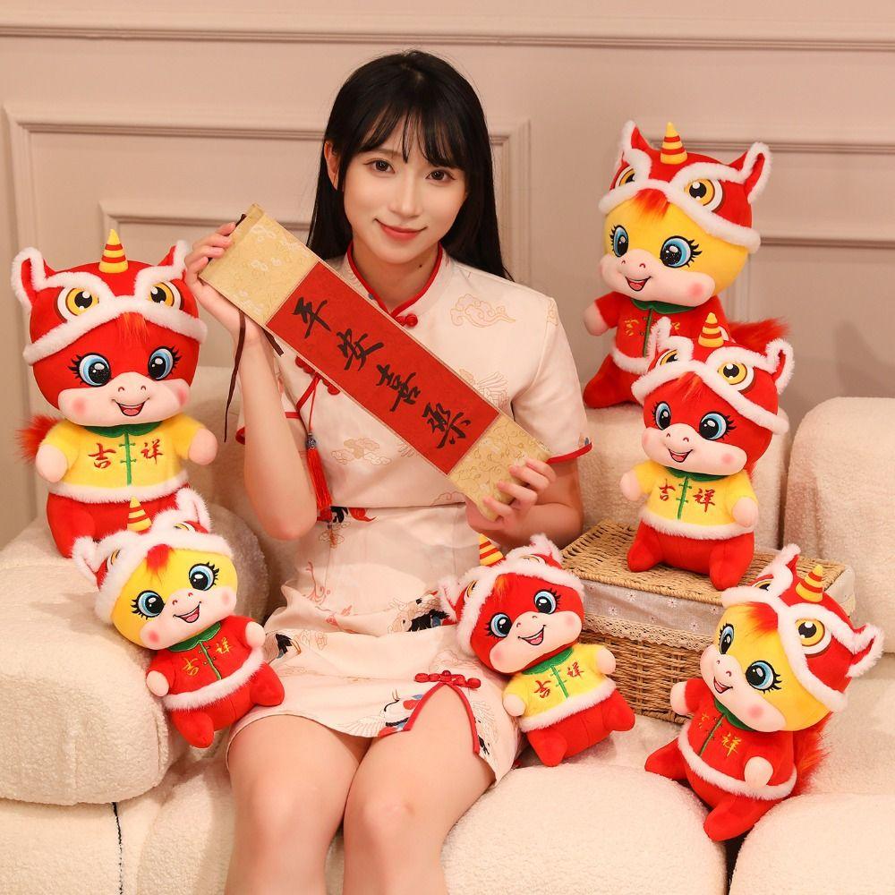 Chinese Style New Year Mascot Cute Lucky Pony Toy Funny Horse Stuffed Doll Spring Festival