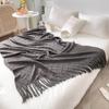 Одеяло с кисточками 100% акрил прикроватное полотенце однотонное клетчатое вязаное одеяло ворсовое/дорожное полотенце домашнее полотенце для дивана manta