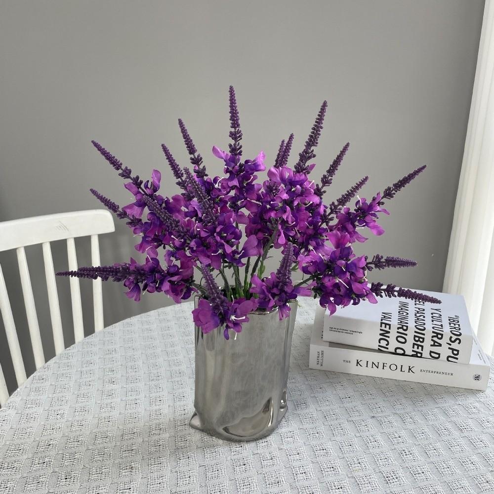 Realistic Artificial Lavender Flowers Handmade Flower Arrangement Outdoor Garden Decor