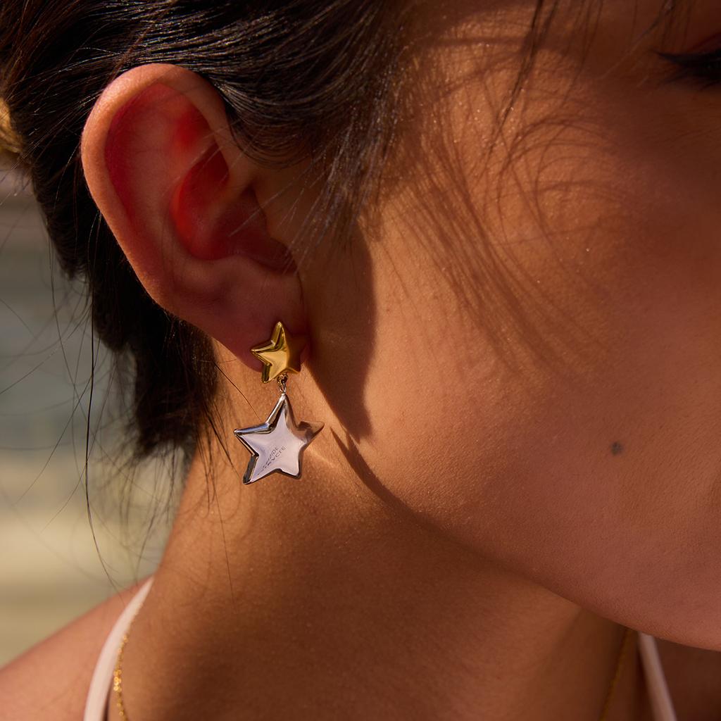 Серьги-звезды Yori Золотой Серебряный Цвет Сочетание Нержавеющие 18K PVD Покрытие Персонализированные Модные Украшения Бижутерия Подарок